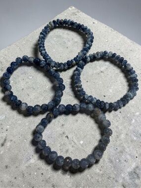 Blue Agate Beaded Stretch Bracelet (4)